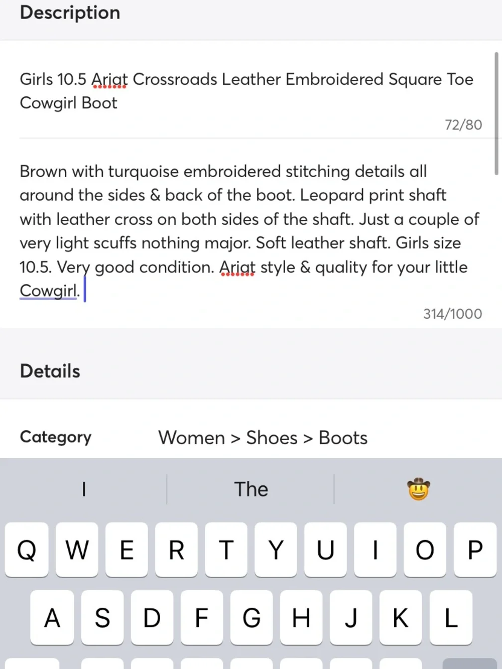 Ariat Crossroads Leather Square Toe Cowgirl Boots Embroidered & Leopard Print - Picture 12 of 12